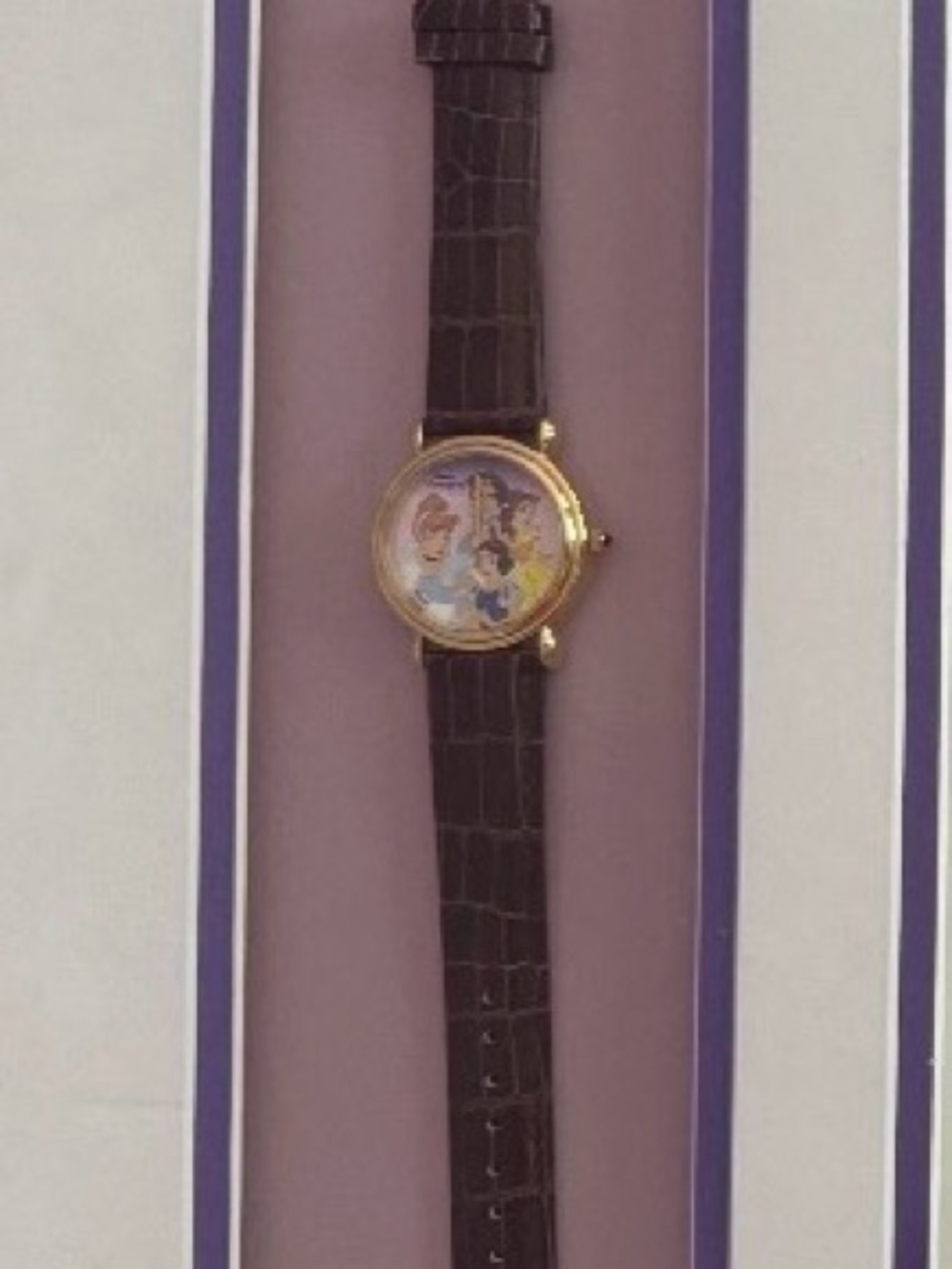 ***Limited Edition Disney Princess Brown Leather Strap Watch